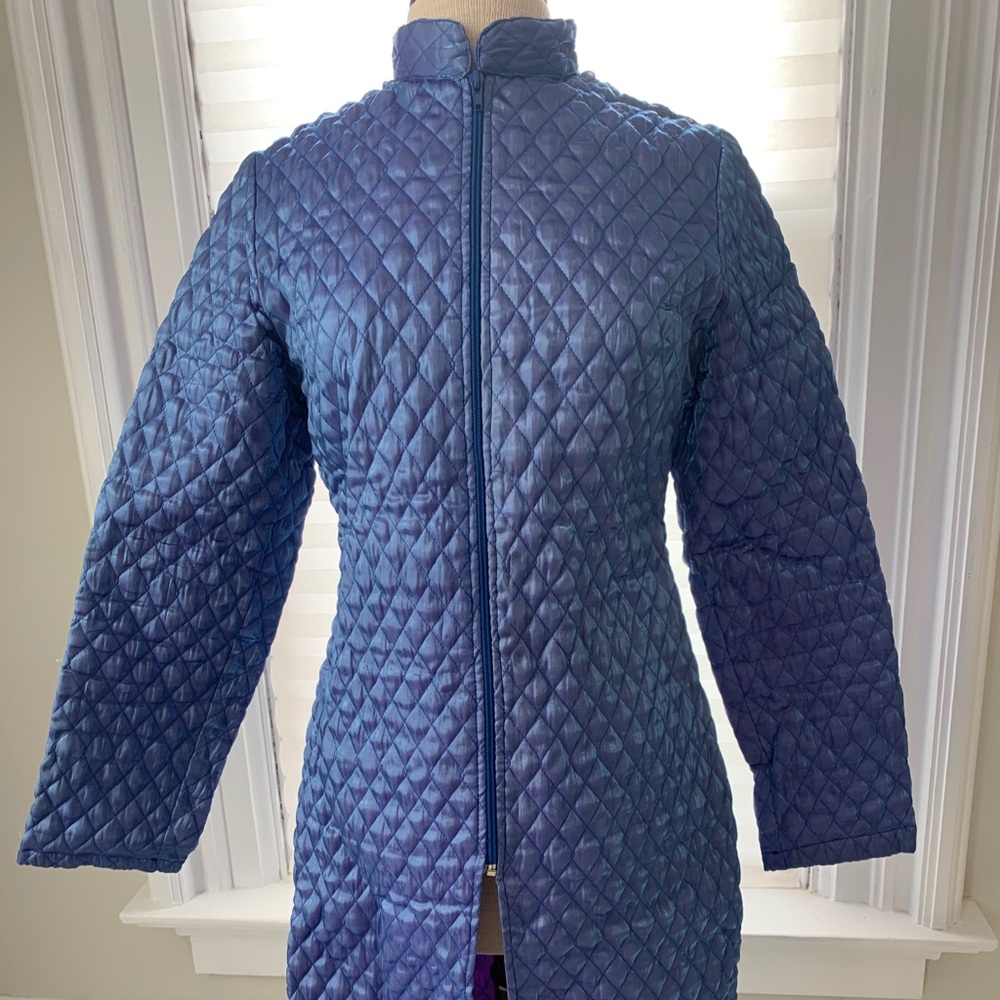 Blue Mandarin collar light quilted jacket